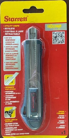 Starrett Small Aluminum Body Automatic Locking Utility Knife KUXP020-N