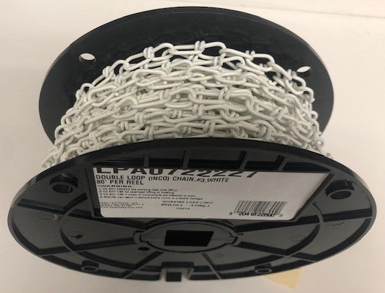 Campbell LPA0722227 Double Loop (INCO) Chain, #3, White, 80' per Reel