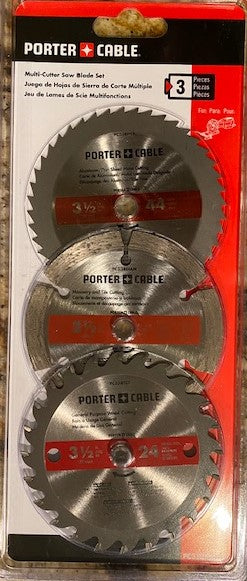 PORTER CABLE PC338MULTI 3pc 3.5" Circular Multi-Cutter Saw Blade Set Wood Metal