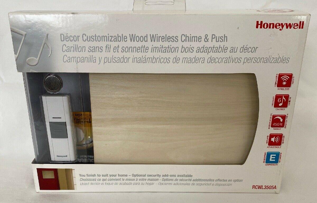 Honeywell RCWL3505A Decor Customizable Wood Wireless Door Chime and Push Button