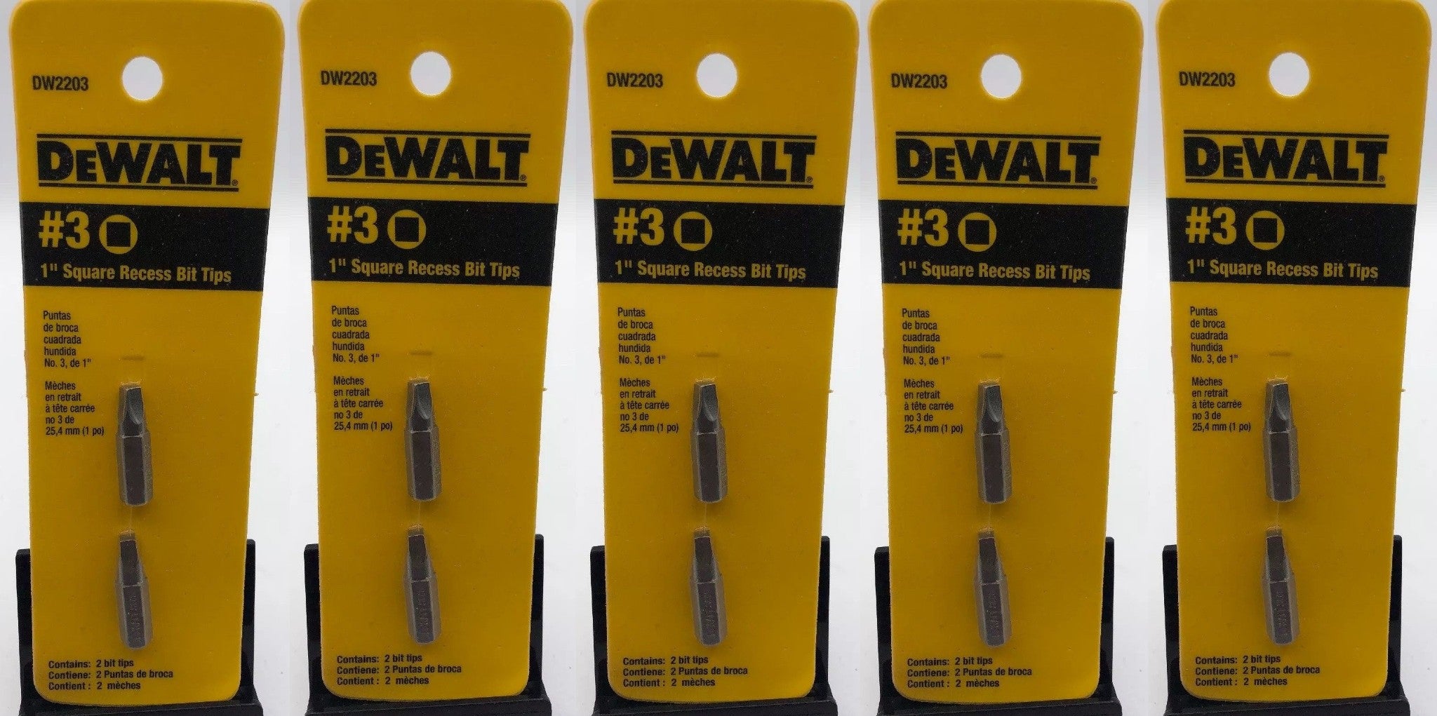 Dewalt DW2203 #3 x 1" Square Recess Bit Tips (5 Packs of 2 Bits)