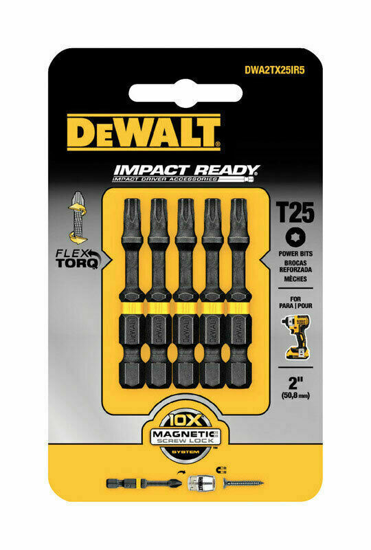 DeWalt DWA2TX25IR5 Flex Torq T25 Impact Ready Screw Bit 2 Set of 5