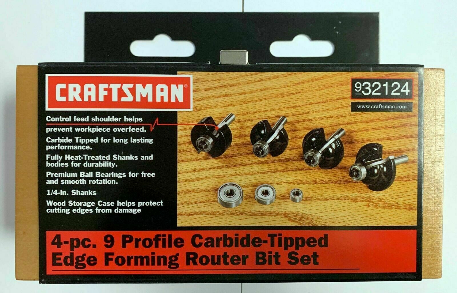 CRAFTSMAN 32124 4PC 9 Profile Carbide Tipped Edge Forming Router Bit Set