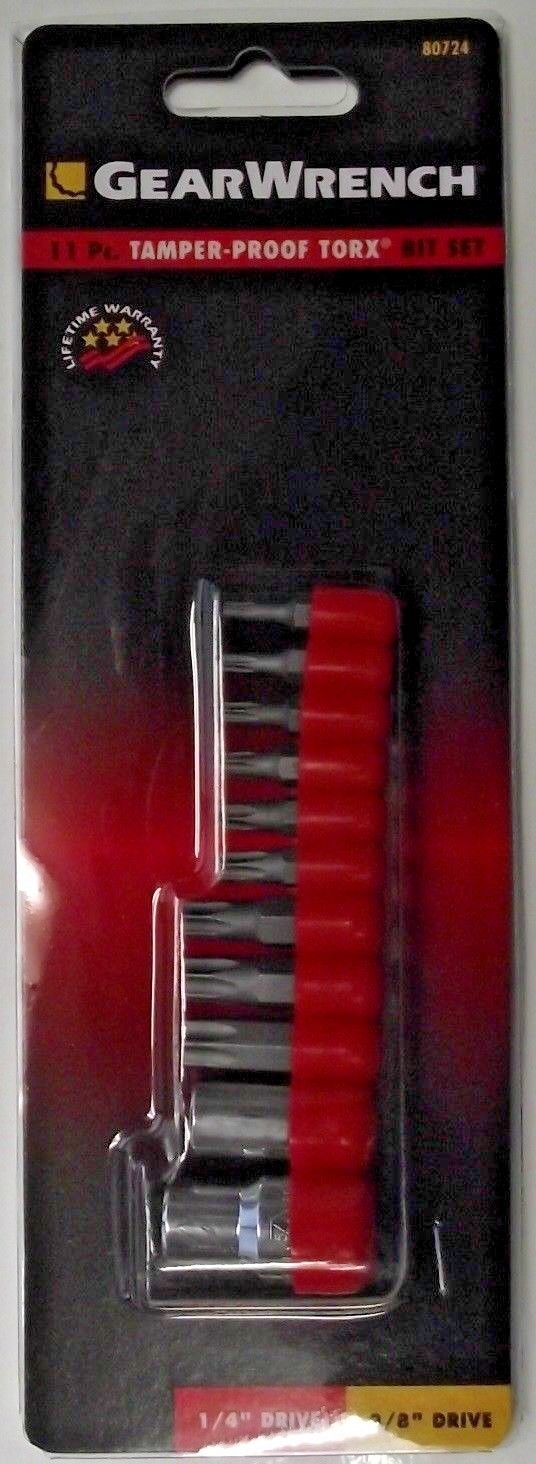 GearWrench 80724 Torx Tamper-Proof 11 Piece Bit Set 1/4" Drive 3/8" Drive