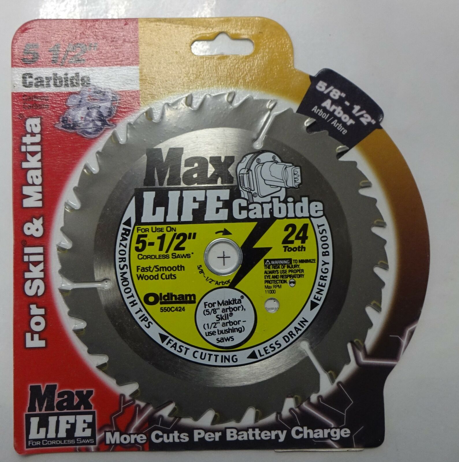 Oldham 550C424 Max Life 5-1/2" x 24 Tooth ATB Cordless Saw Blade w/ 5/8" Arbor