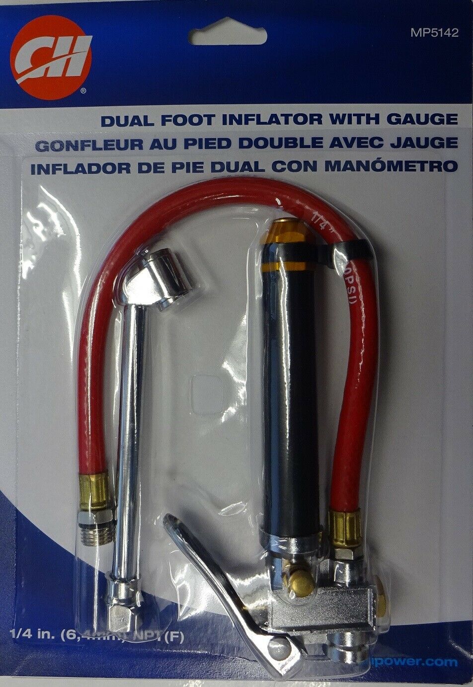 Campbell Hausfeld MP5142 Dual Foot Air Line Inflator Gauge