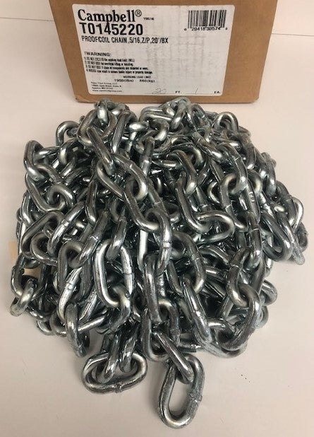 Campbell T0145220 Proofcoil Chain, 5/16, Z/P, 20' Box