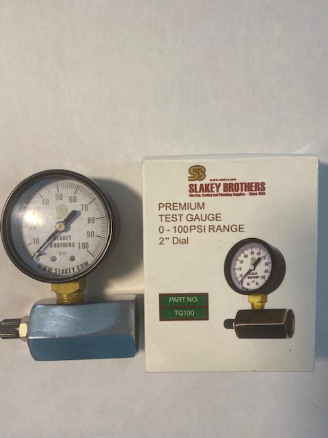 Slakey Brothers Premium Test Gauge 0 - 100 PSI 2" Dial
