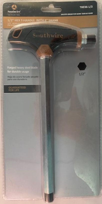 Southwire Tools THEX6-1/2 1/2" Hexagonal T-Handle With 6" Shank