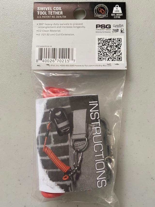 PSG Safety Group Stronghold CC348WRSW-R Swivel Coil Tool Tether