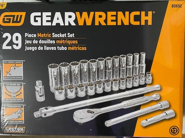 GearWrench 80692 29 Pc. 3/8" Drive 12 Point Standard & Deep Metric Tool Set