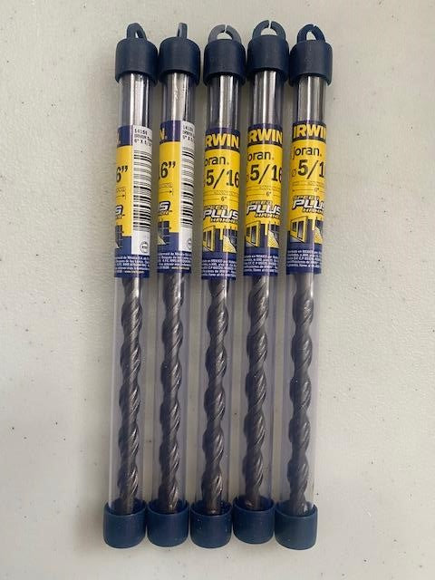 Irwin 14159 SDS Plus 5/16" x 4" x 6" Carbide SpeedHammer Drill Bit 5pcs.