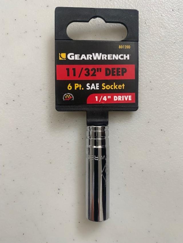 Gearwrench 80120D 1/4" Drive 6 Pt Deep SAE Socket 11/32"
