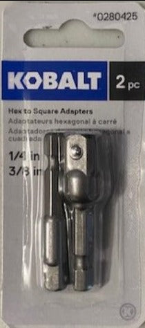 Kobalt 0280425 2 Piece 1/4 - 3/8 Hex To Square Socket Adapters