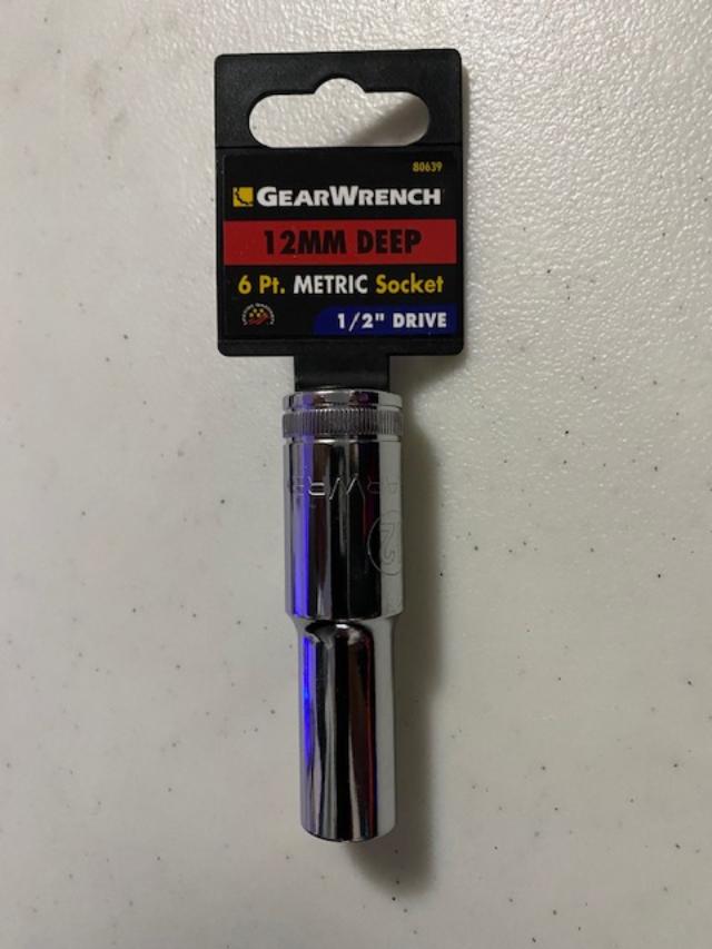 GearWrench 80639 1/2" Drive 12mm 6 Point Deep Metric Socket