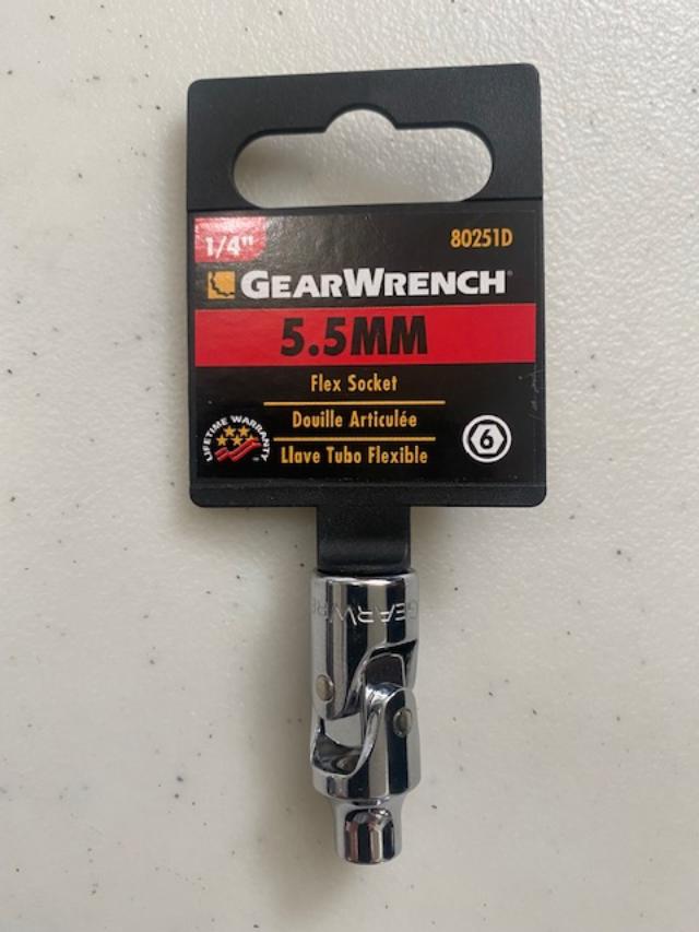 GearWrench 80251D 1/4" Drive 5.5mm 6 Point Standard Metric Flex Socket