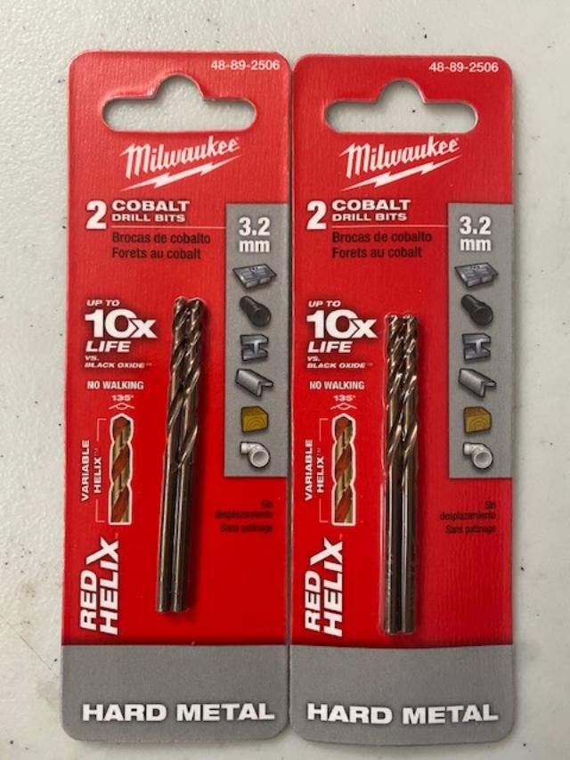 Milwaukee 48-89-2506 3.2 mm RED HELIX Cobalt Drill Bits - Metric 2packs