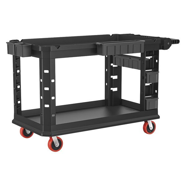 Suncast Commercial PUCHD2654 Plastic Heavy Duty Utility Cart, 2 Shelves, 750 lb.