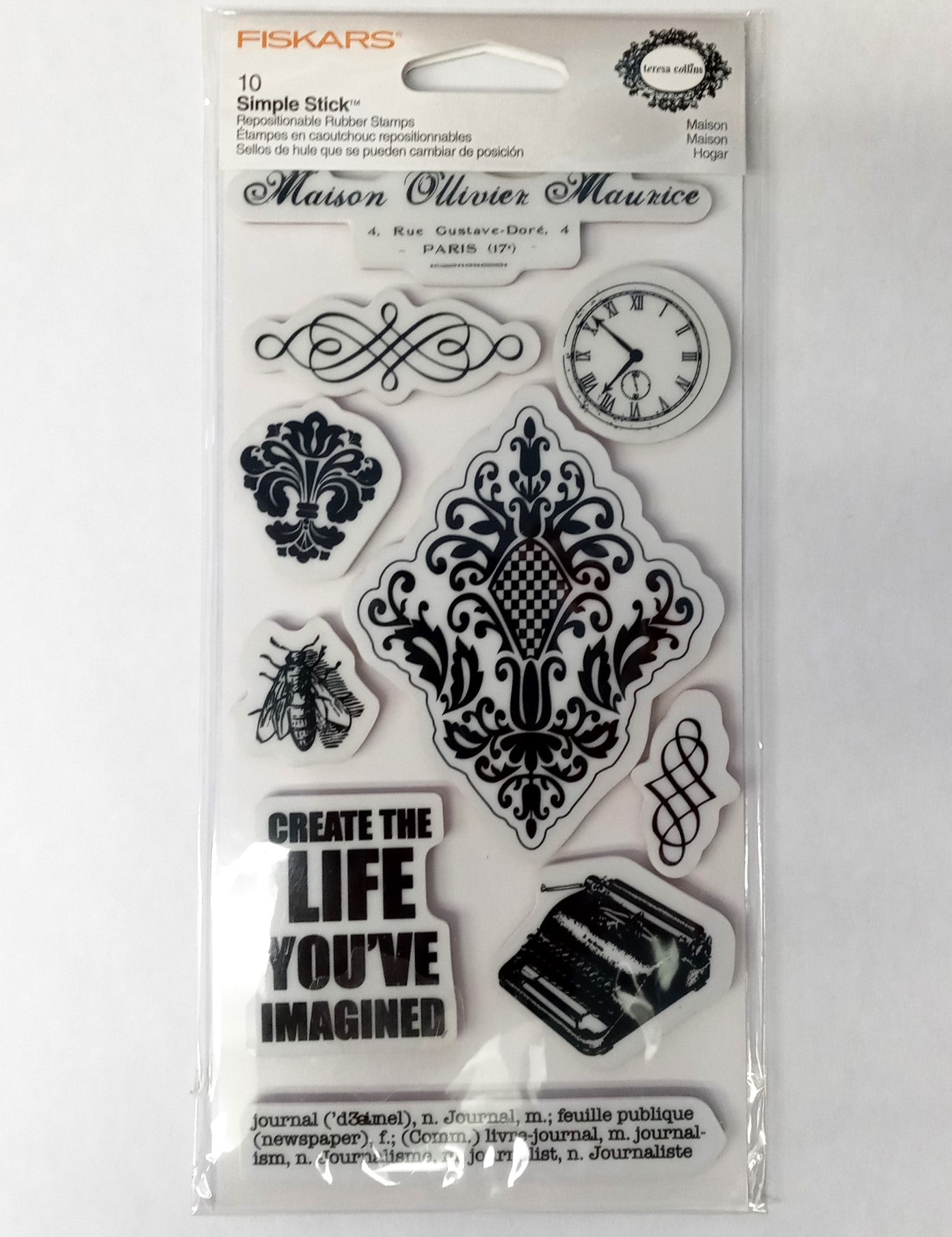 Fiskars 103460-1001 Teresa Collins Simple Stick Rubber Stamps, Maison