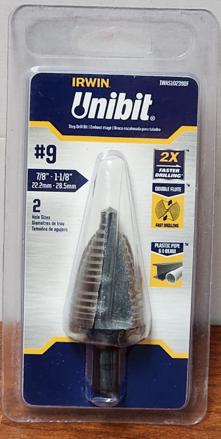 Irwin UNIBIT HSS Step Drill Bit 7/8 to 1-1/8 In USA IWAS10239DF
