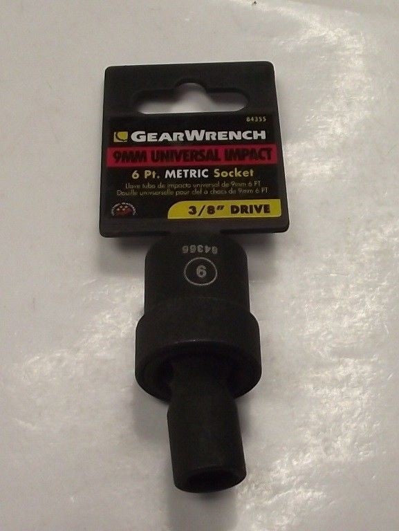 GearWrench Universal Impact Socket 3/8" Drive x 9mm 6pt 84355