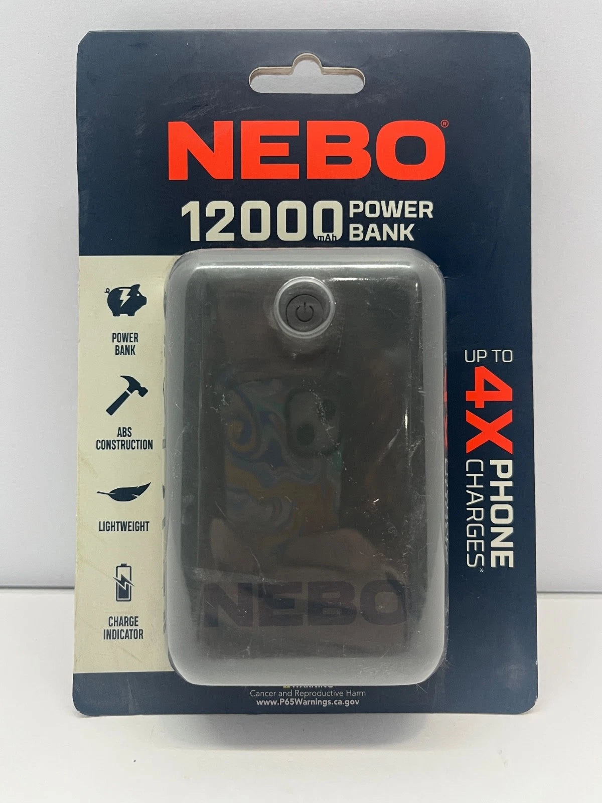 NEBO 12000 MaH Portable Power Bank, Pocket Sized, USB-A Output NEB-PWR-0003
