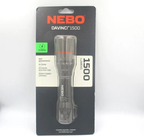 NEBO DAVINCI 1500 Rechargeable ALUMINUM Flashlight 1500 Lumens NEB-FLT-0019