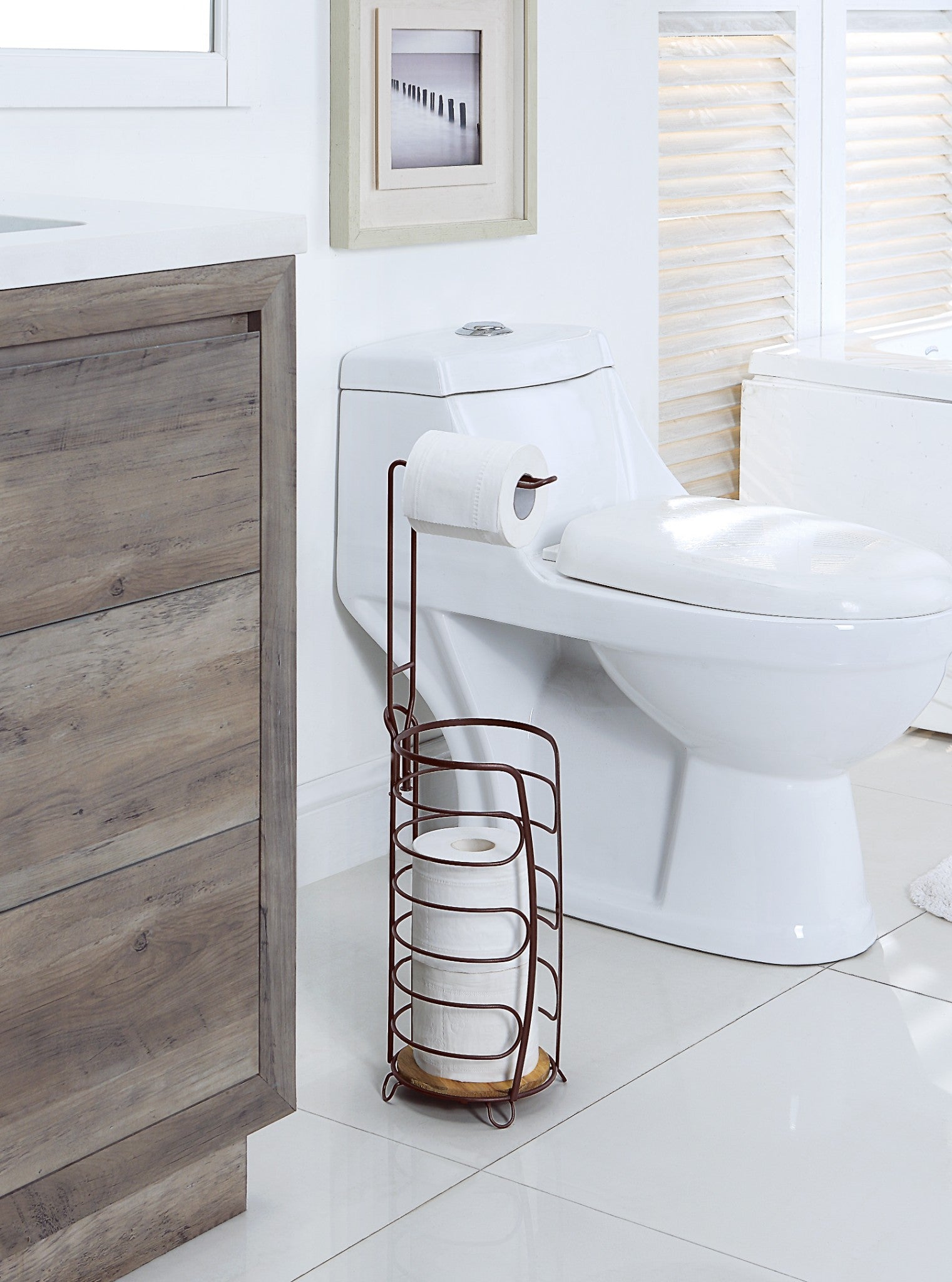 SunnyPoint Free Standing 3-Roll Storage Toilet Paper Holder