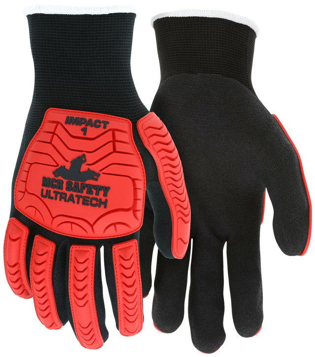MCR Safety UltraTech Mechanics Gloves -Black Nitrile Foam Palm 1950M