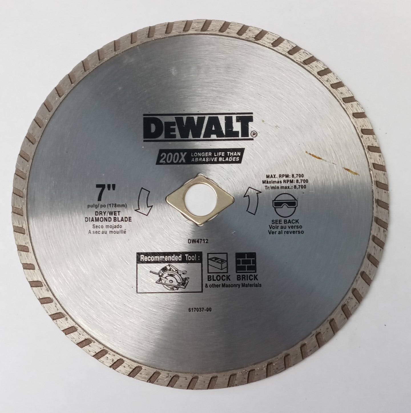 DeWalt DW4712B 7" Dry/Wet Masonry Diamond Blade