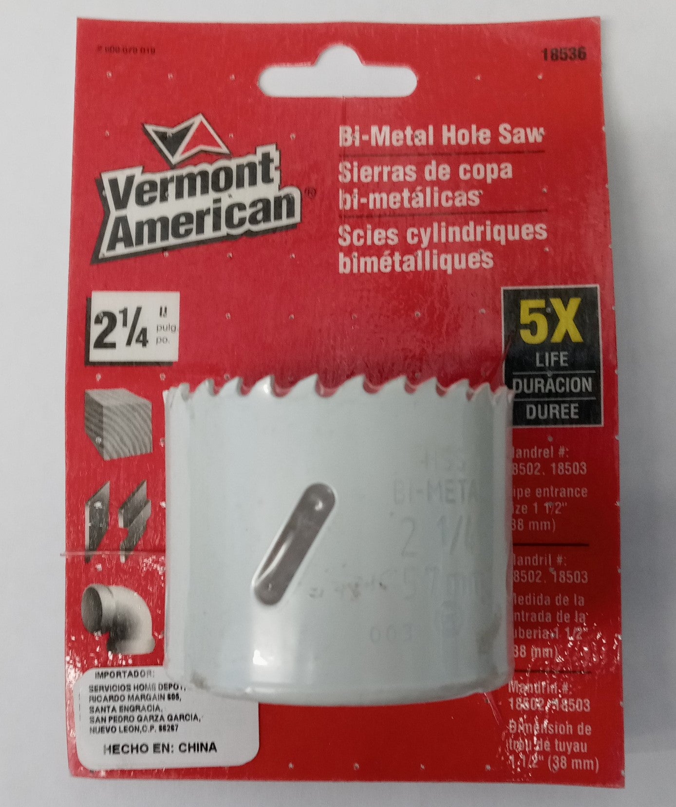 Vermont American 18536 2-1/4" Bi-Metal Hole Saw