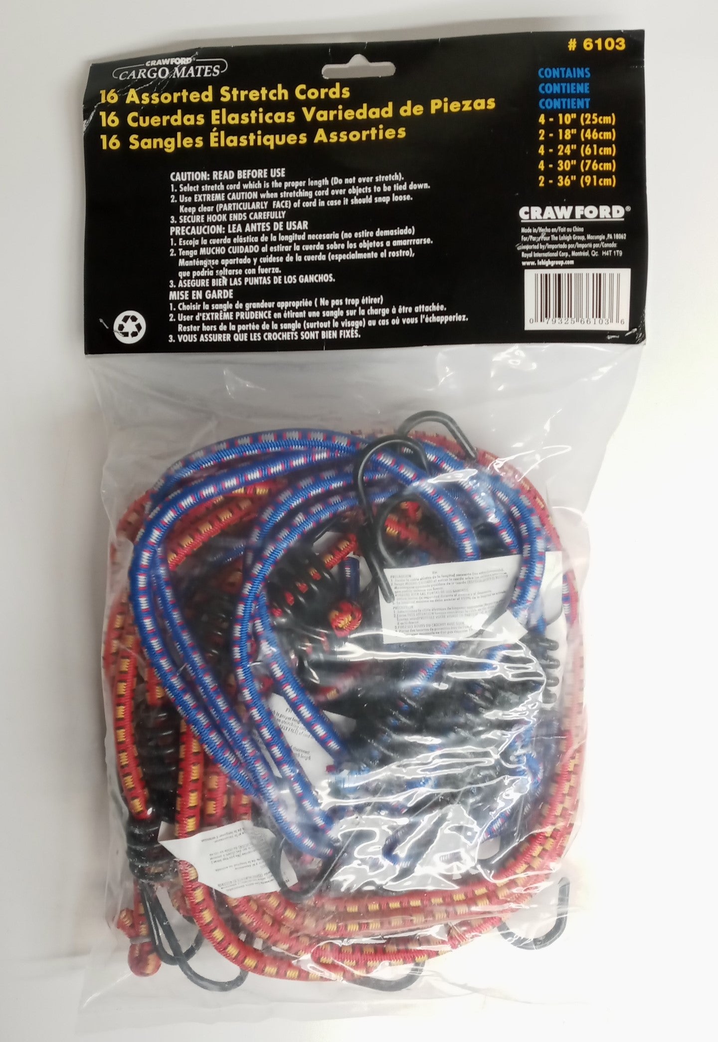 Crawford 6103 Cargo Mates 16pc Assorted Bungee Cords