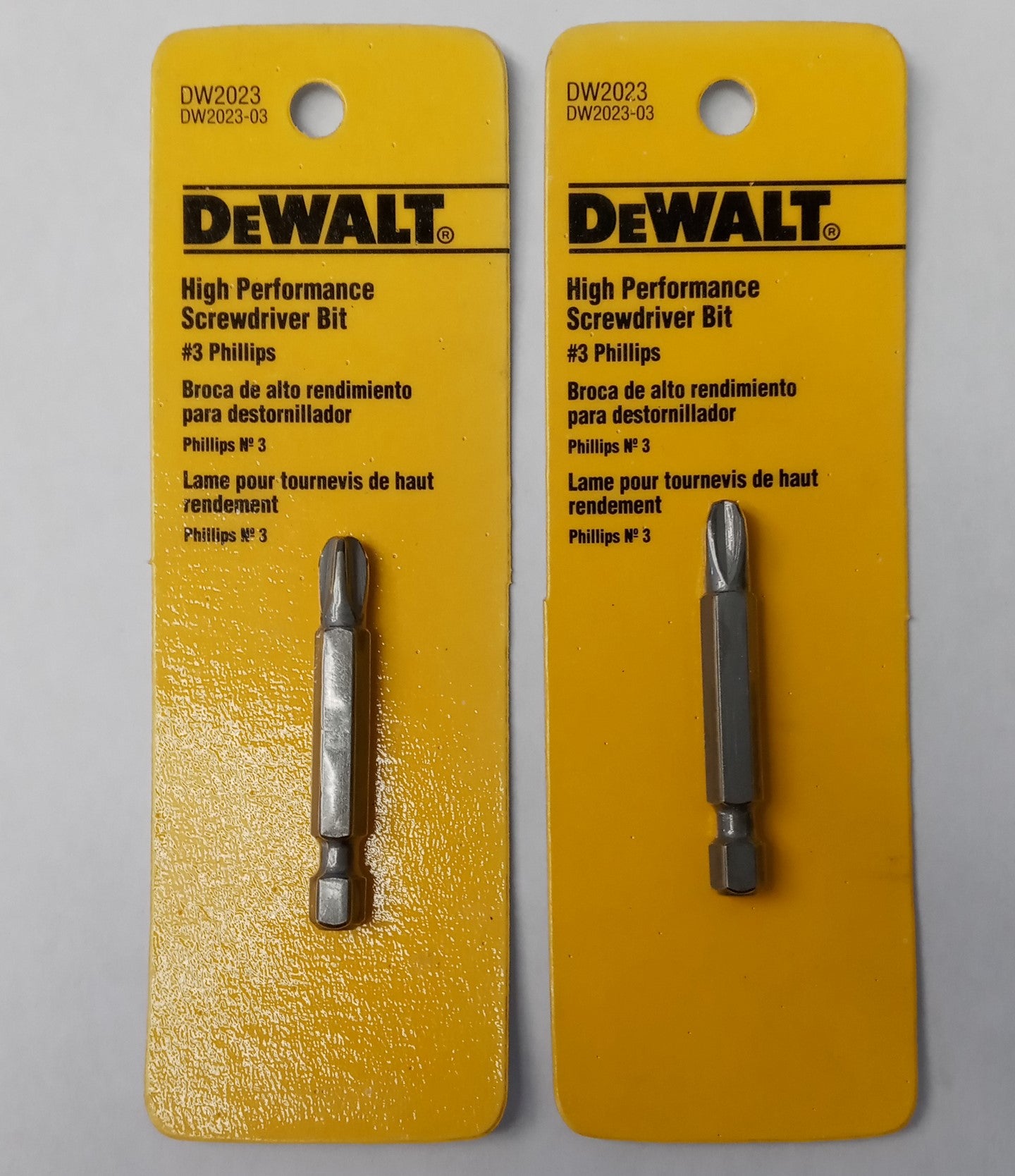 DeWalt DW2023-03 #3 x 2" Phillips Power Screw Bit Tips USA 2pcs