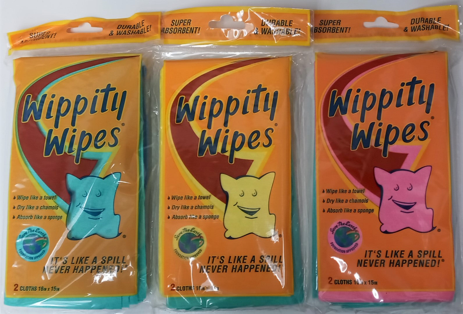 Wippity Wipes Reusable Paper Towels Wet/Dry Chamois Cloth Made in Germany 3packs