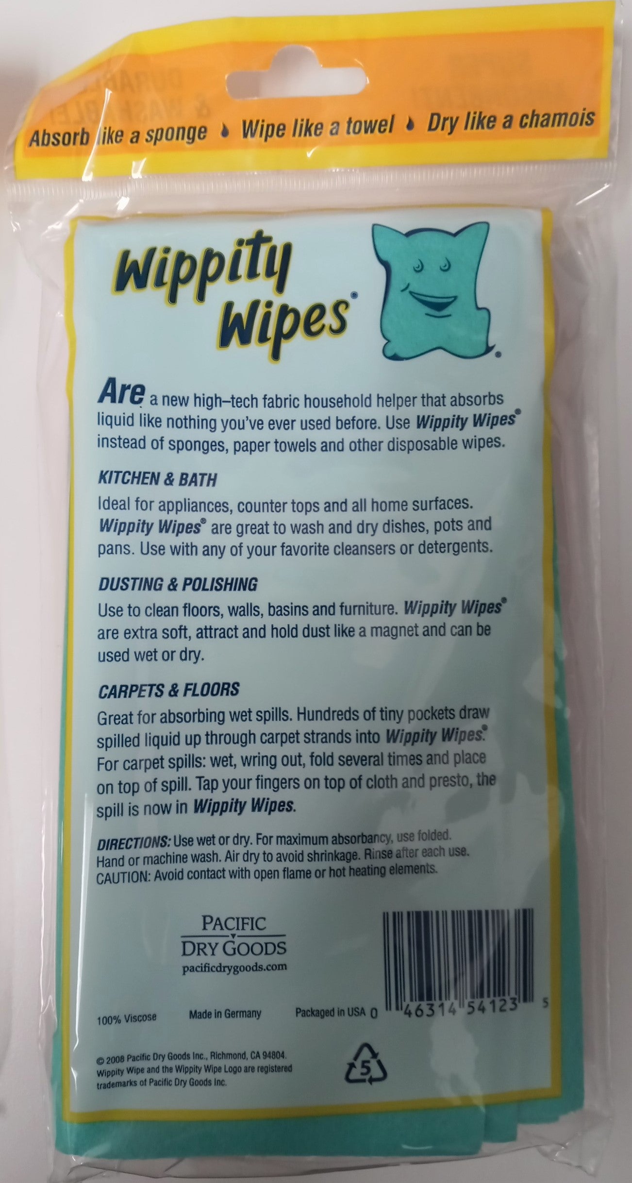 Wippity Wipes Reusable Paper Towels Wet/Dry Chamois Cloth Made in Germany 3packs