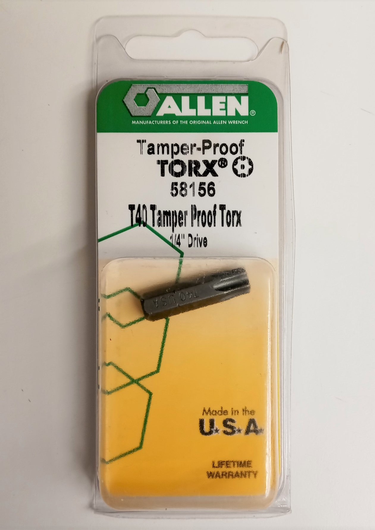 Allen 58156 T40 1/4" Drive Tamper Proof Torx Insert Bit USA