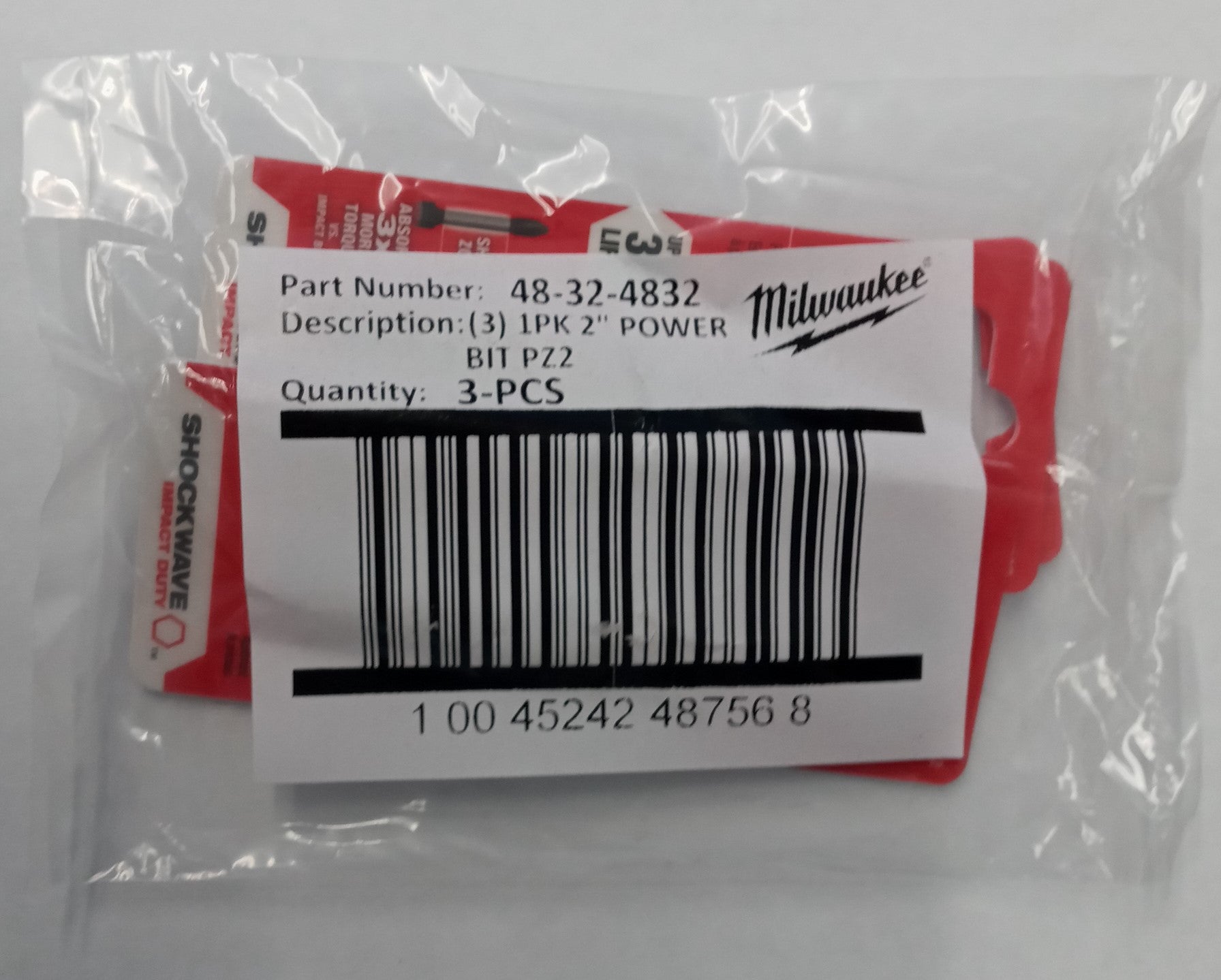 Milwaukee 48-32-4832 Philips Shockwave 2 Inch Impact Pozidriv Driver Bits 3pcs.