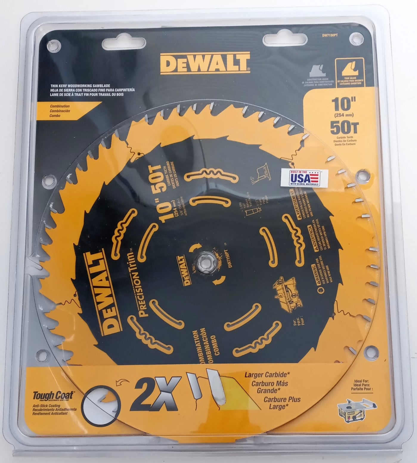 DeWalt DW7150PT 10" 50T Thin Kerf Woodworking Sawblade USA