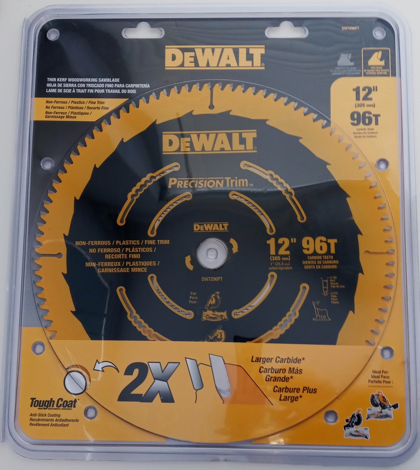 Dewalt DW7296PT Precision Trim, 12" 96T Carbide Teeth Saw Blade