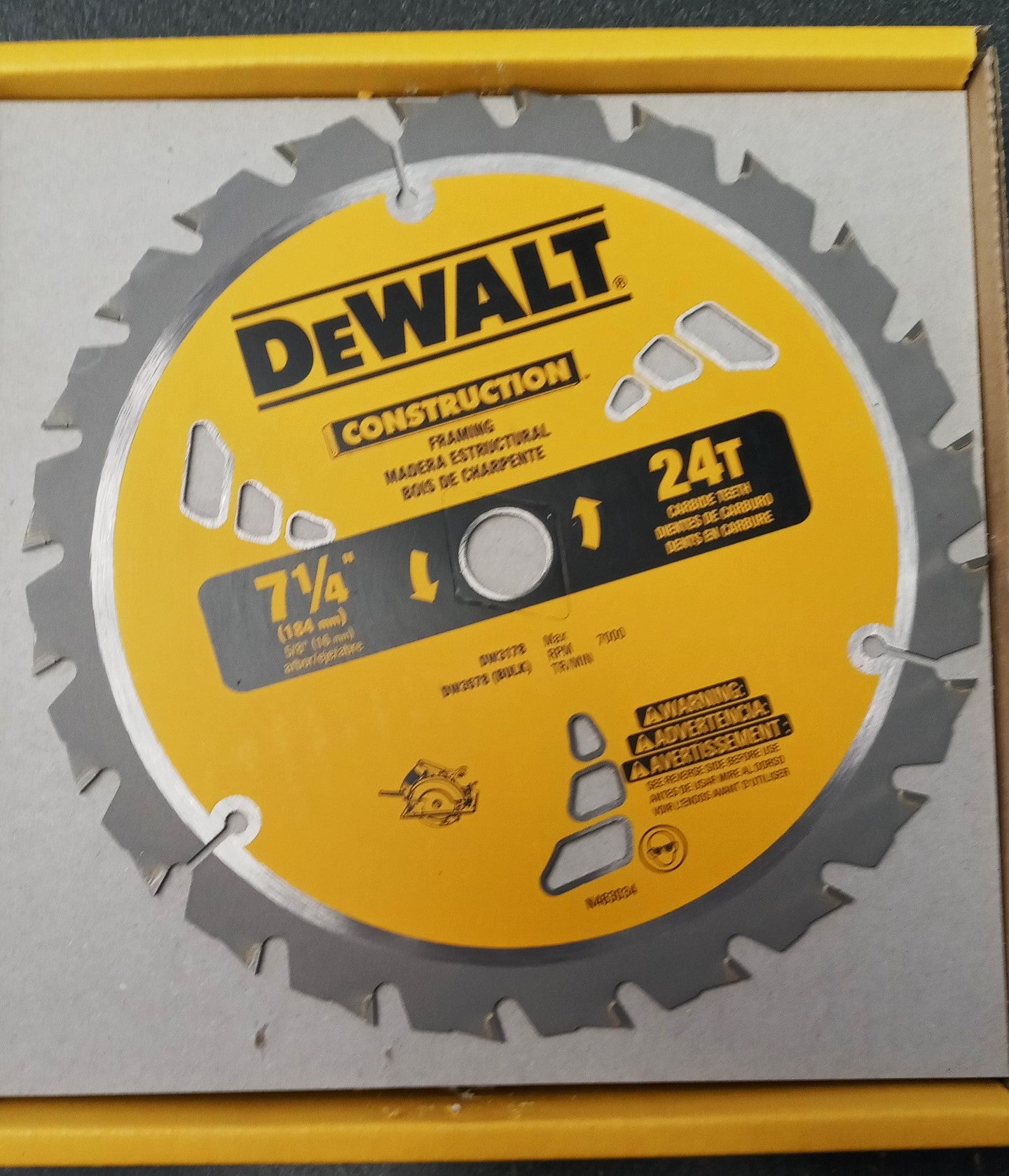 DeWalt DW3578B10 7-1/4" 24T Framing Saw Carbide Circular Saw Blade 10pcs