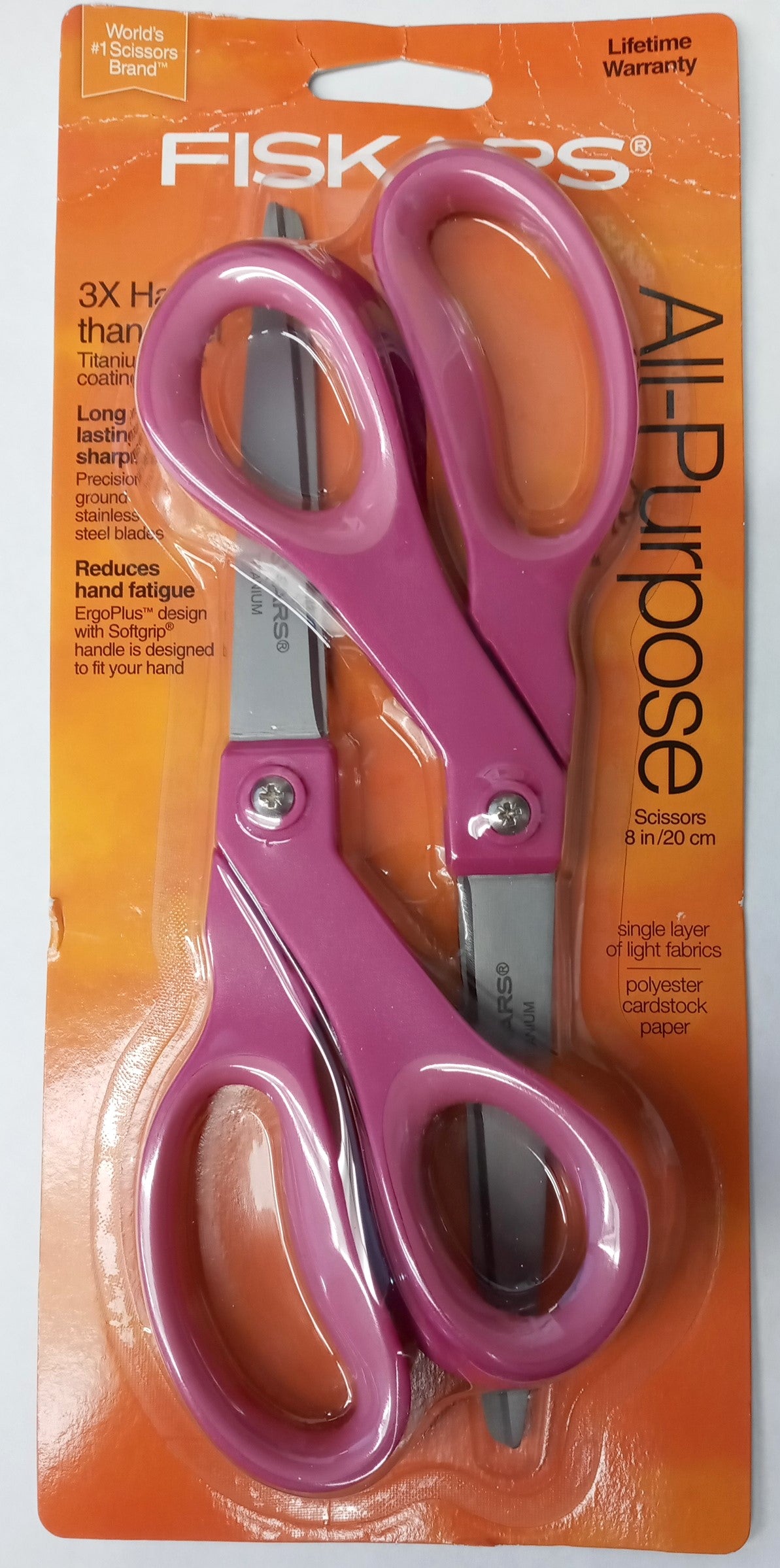 Fiskars 142600-1003 2pc 8" Titanium Blade Coating Scissors (assorted colors)