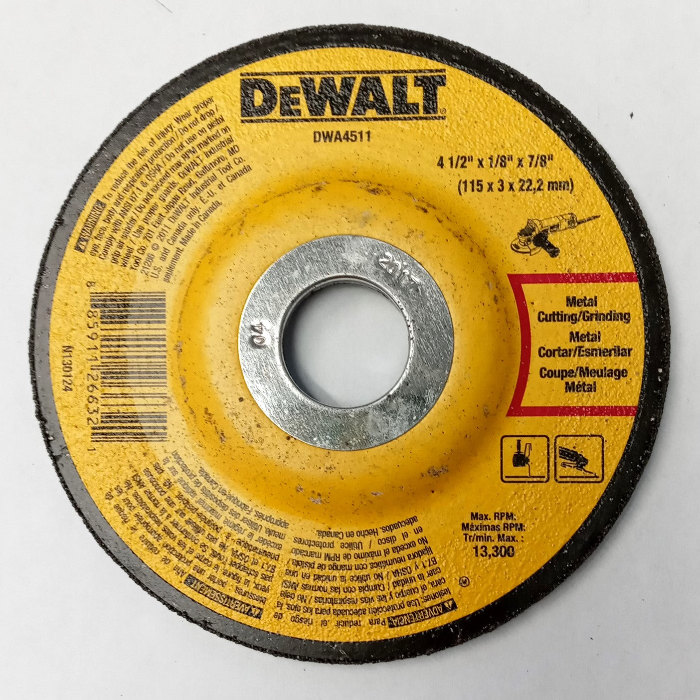 Dewalt DWA4511 4-1/2" x 1/8" x 7/8 Metal Cutting & Grinding Wheels 10PCS