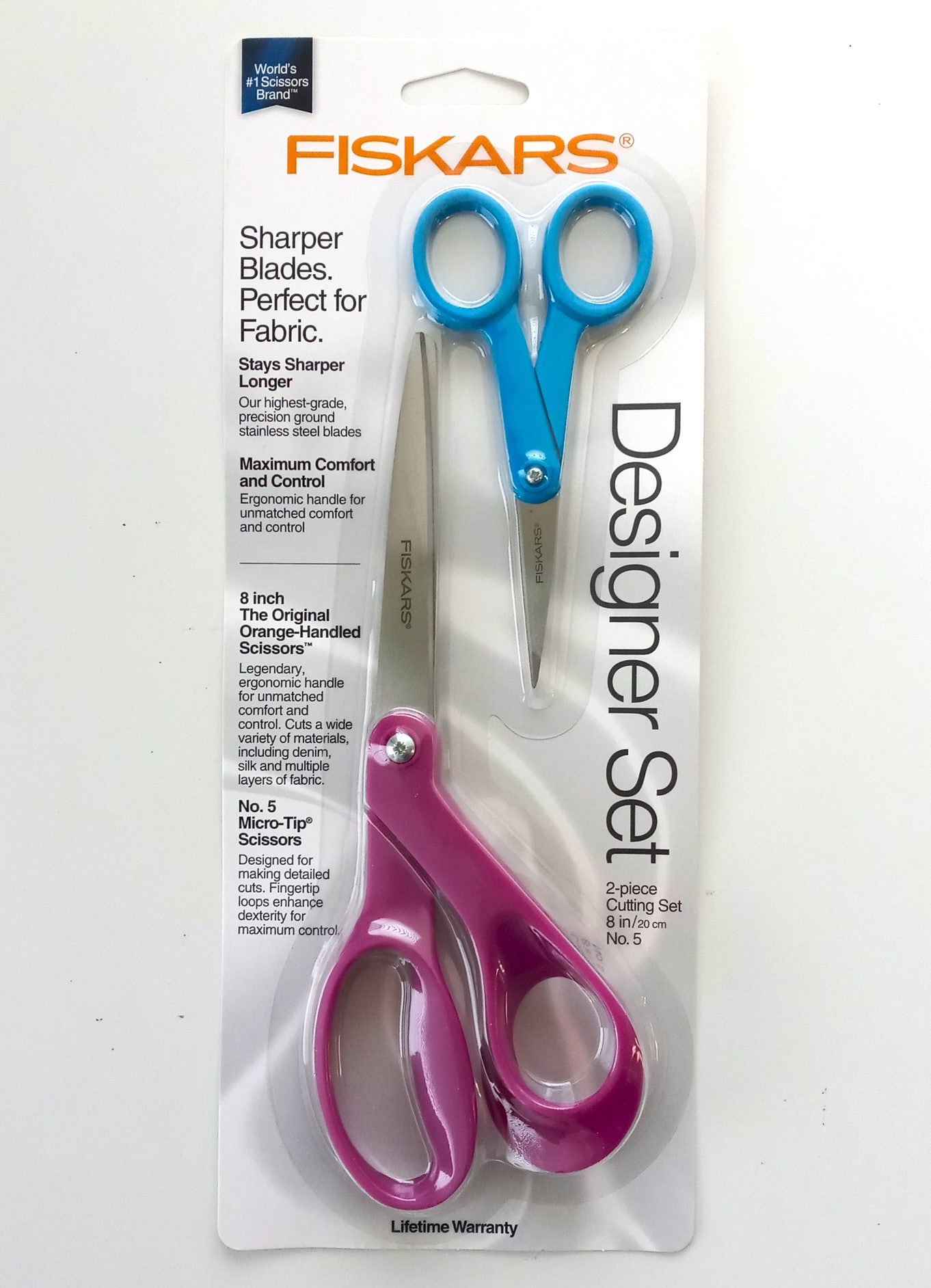 Fiskars 01-005770 2pc Designer Scissor Set 8" And No. 5 (assorted colors)