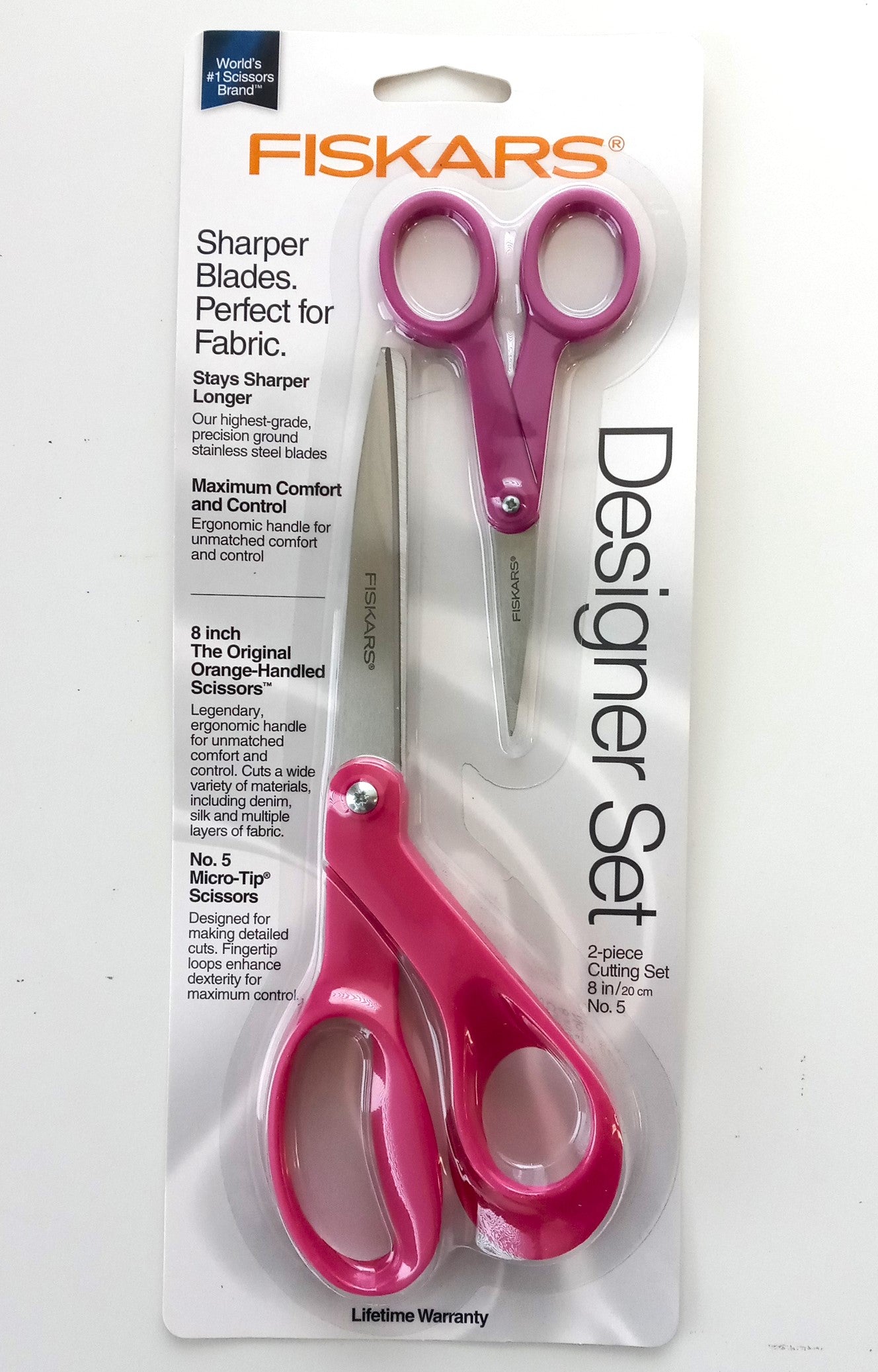 Fiskars 01-005770 2pc Designer Scissor Set 8" And No. 5 (assorted colors)