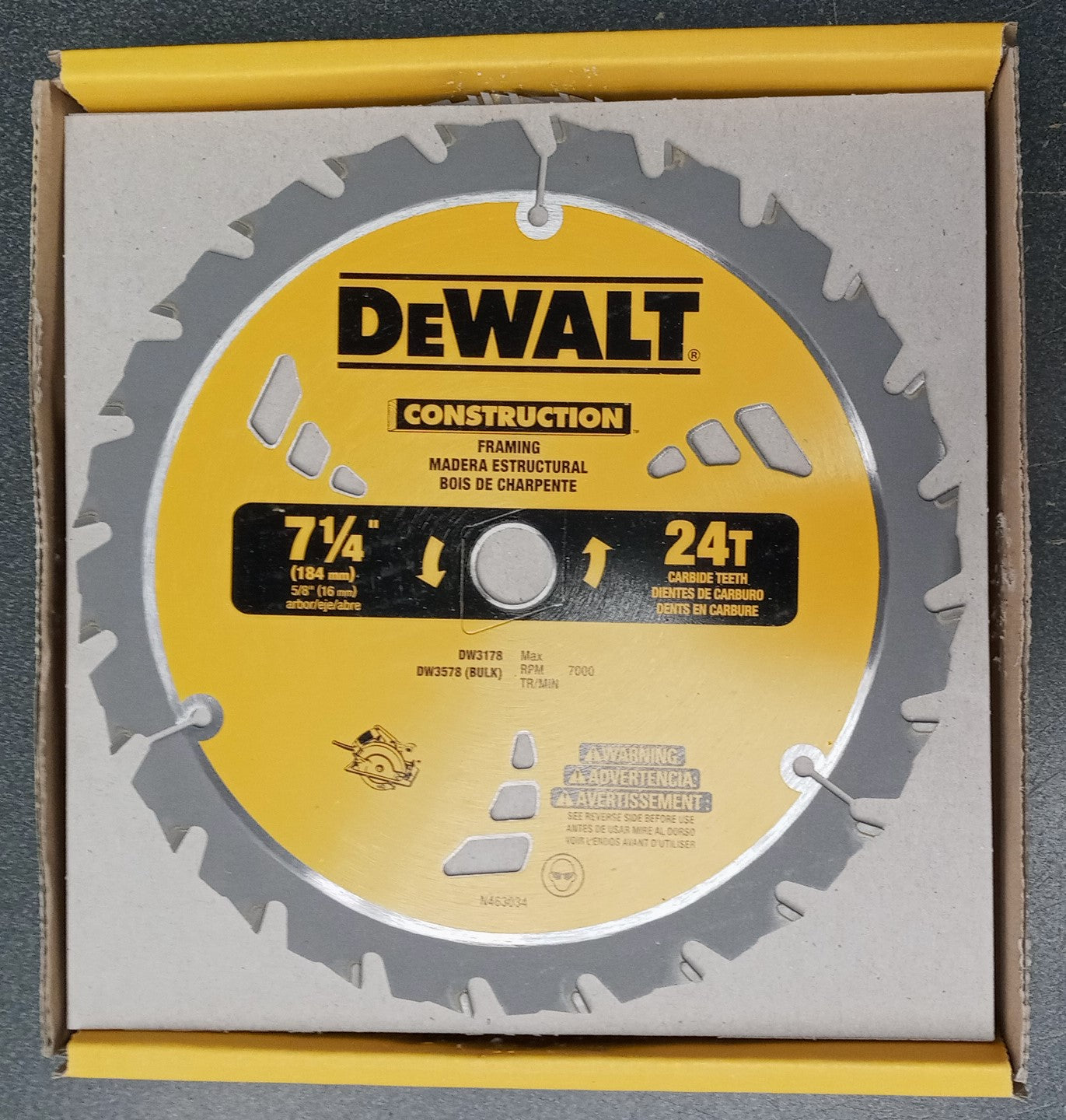 DeWalt DW3578B10 7-1/4" x 24T Carbide Framing Saw Blade 10pcs