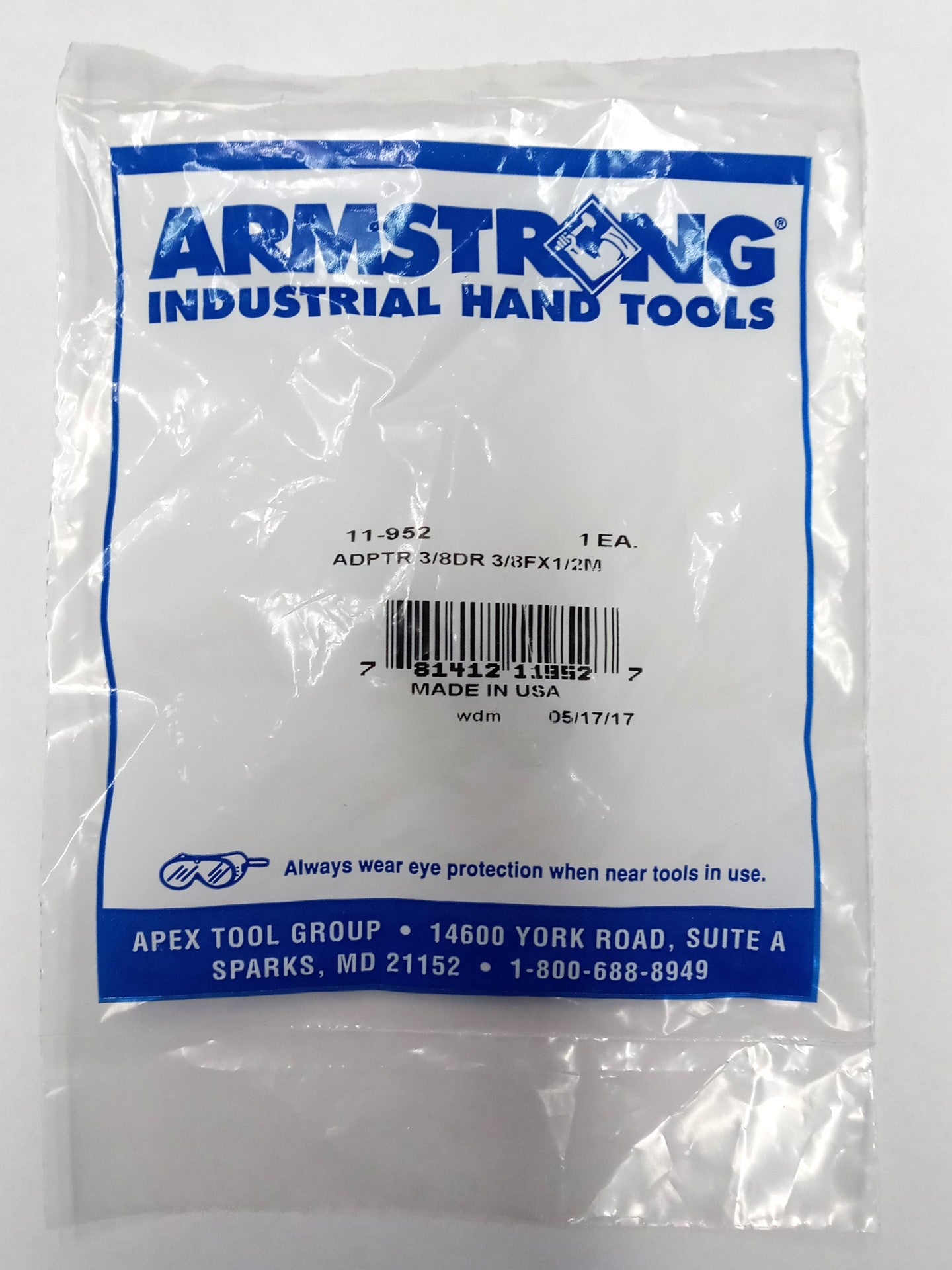 Armstrong 11-952 3/8" Drive, 3/8" Female x 1/2" Male Socket Drive Adapter USA