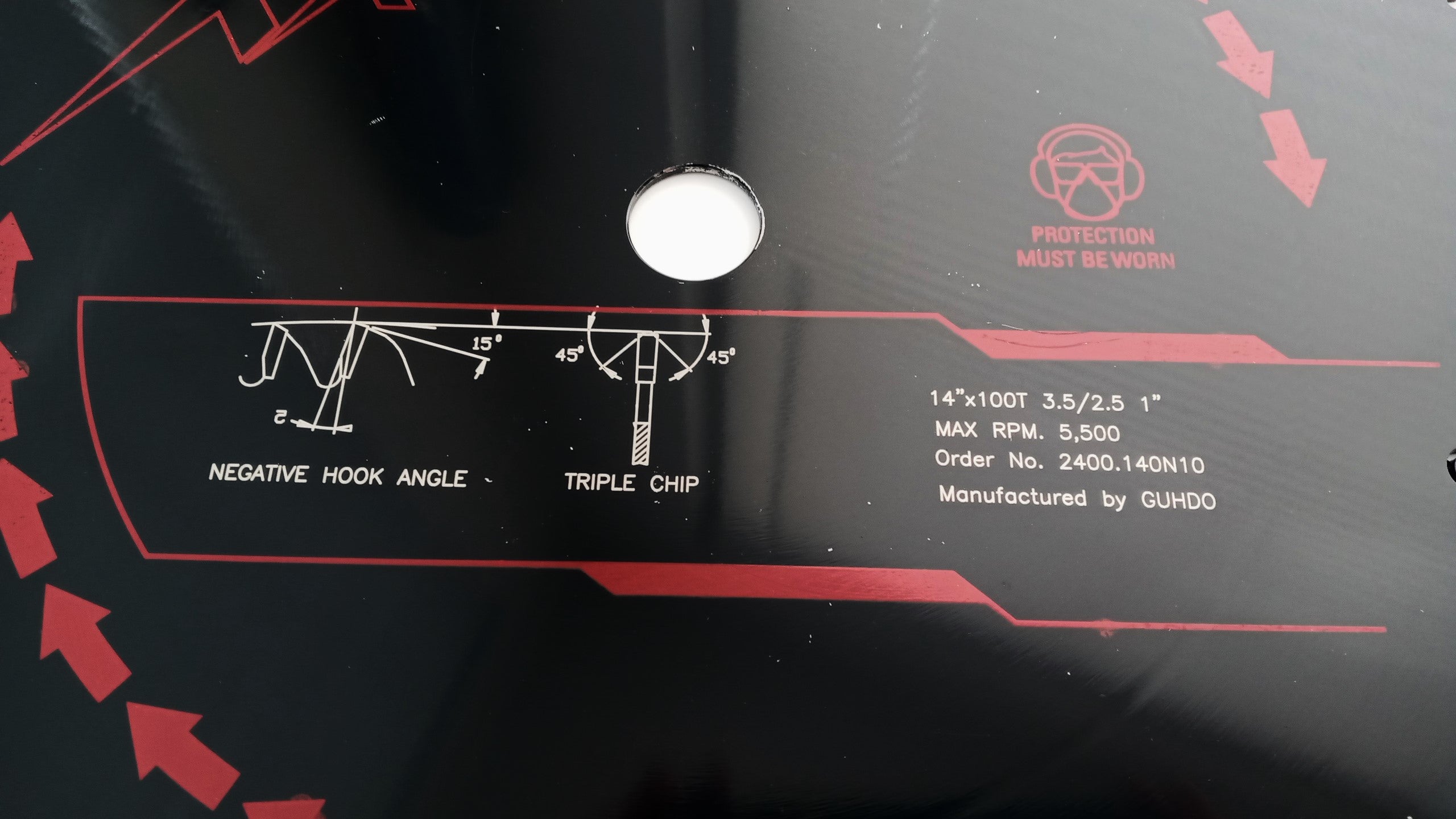 Gmaxx 2400.140N10 14" x 100T 3,2/2.5 1" TCG neg Saw Blade Germany