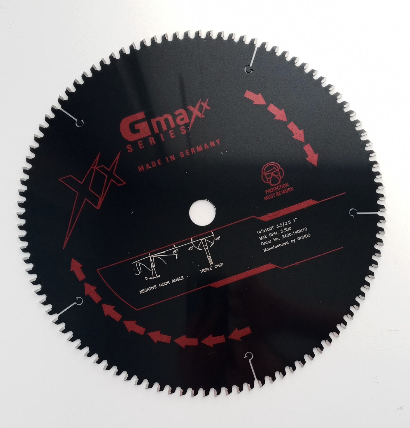 Gmaxx 2400.140N10 14" x 100T 3,2/2.5 1" TCG neg Saw Blade Germany