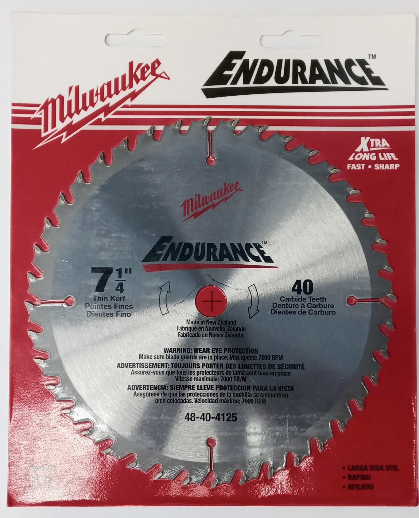 Milwaukee 48-40-4125 Endurance 7-1/4" 40T Thin Kerf Carbide Circular Saw Blade