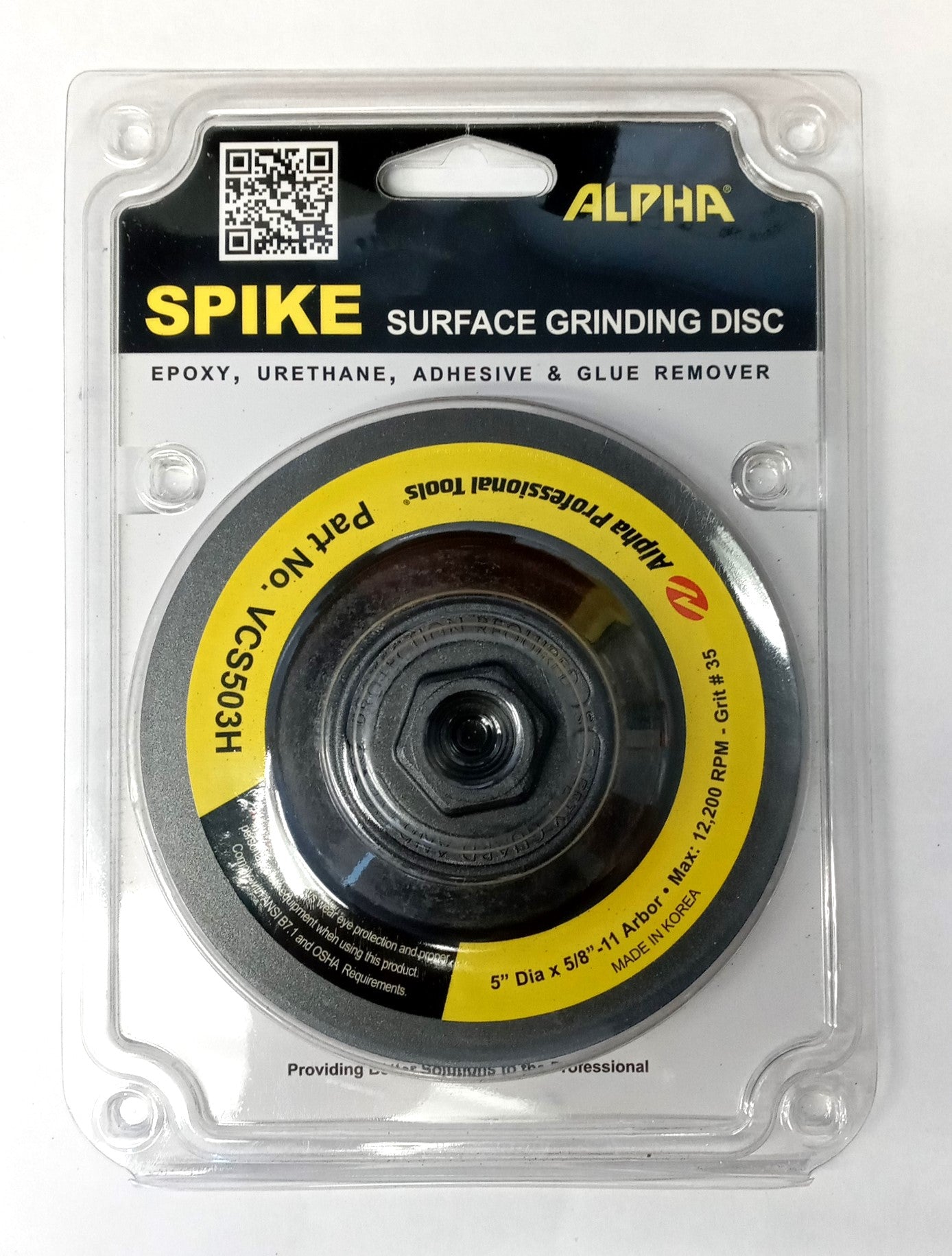 ALPHA SPIKE Grinding Disk VCS503H 5" Dia x 5/8-11 Epoxy Urethane Glue Remover